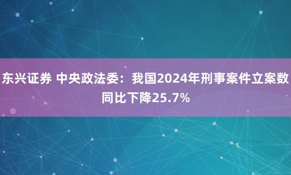 东兴证券 中央政法委：我国2024年刑事案件立案数同比下降25.7%